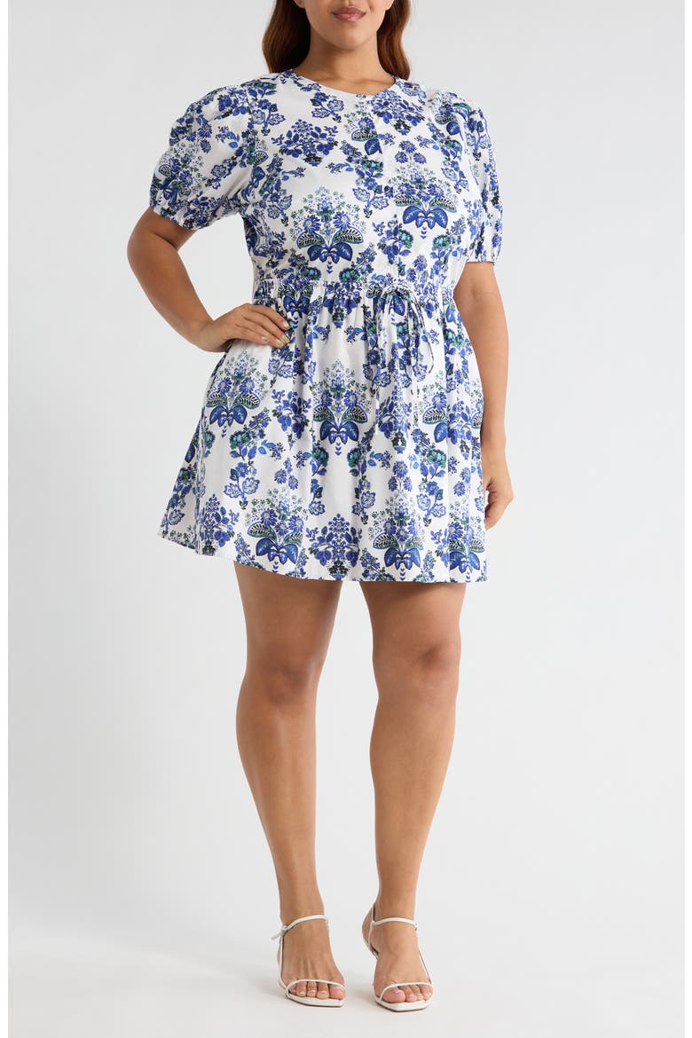 Viara Floral Alba Drawstring Waist Cotton Minidress