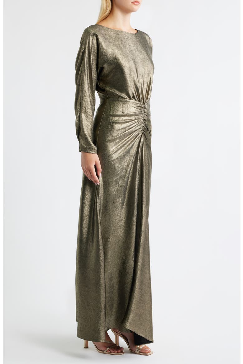 Metallic Long Sleeve Gown
