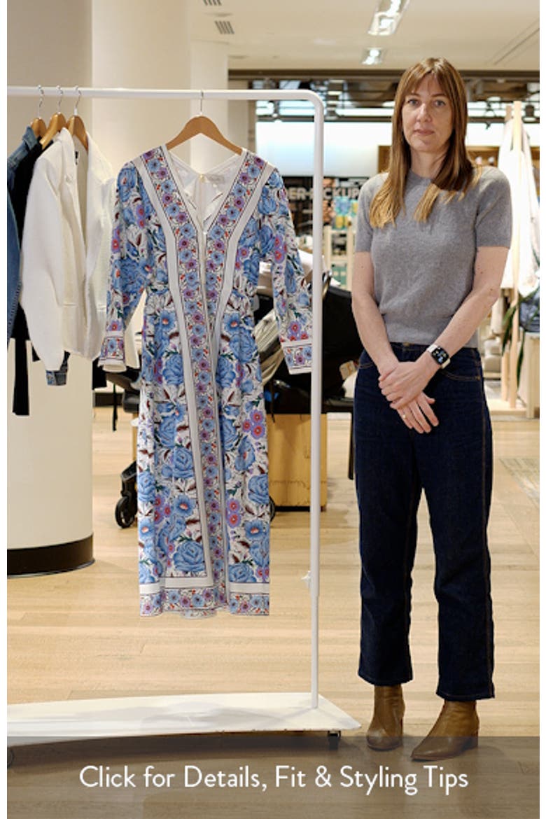Blanche Print Long Sleeve Organic Cotton Midi Dress