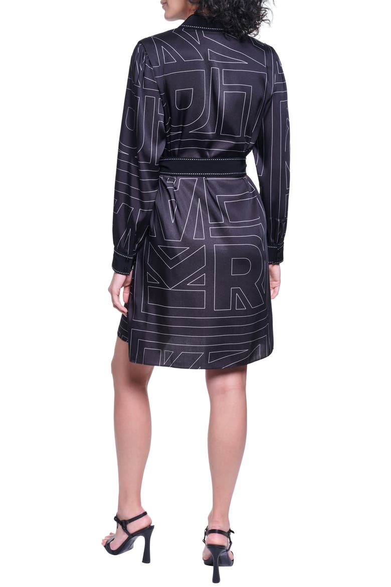 Printed Silky Crepe Long Sleeve Shirtdress