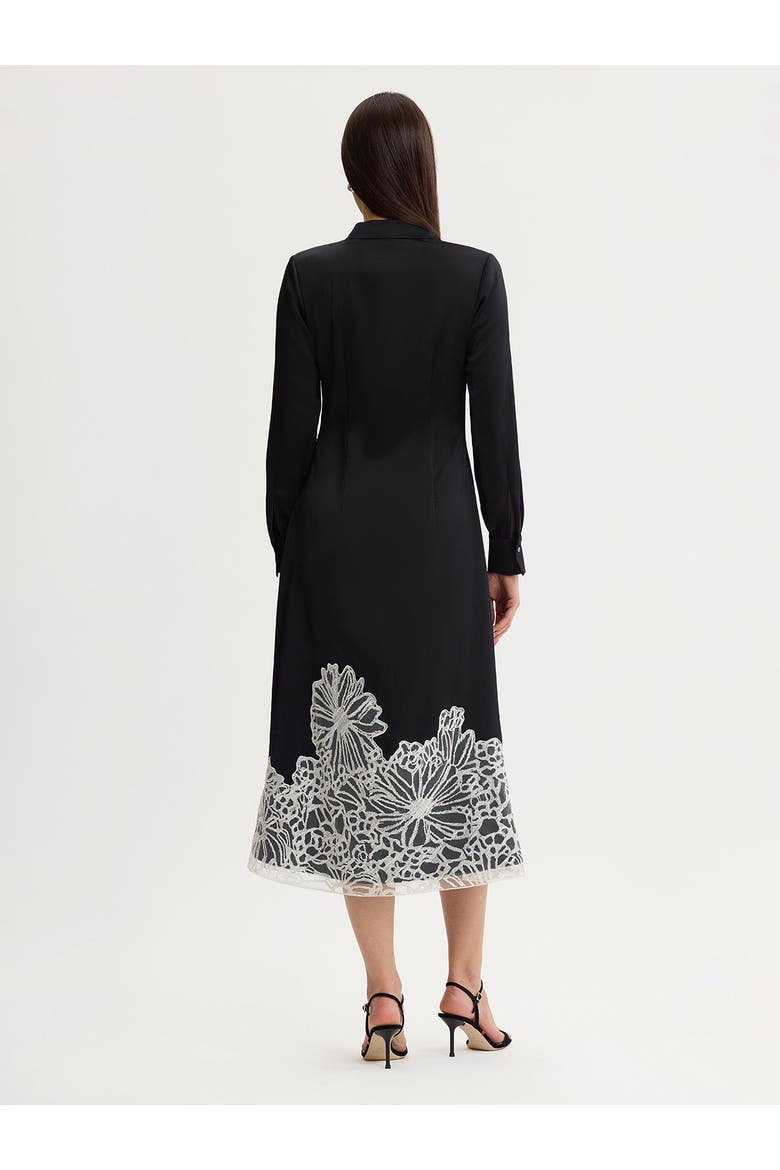 Fit & Flare Lace Crepe de Chine Maxi Dress