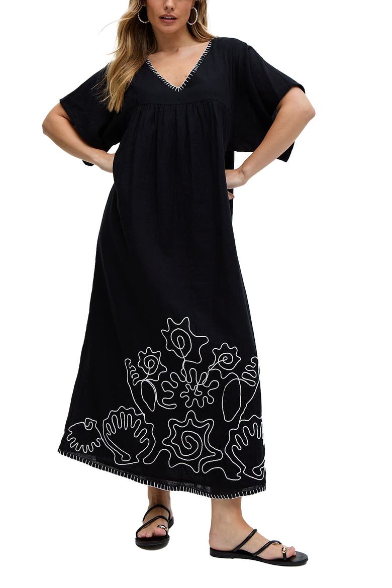 Candy Tabard Embroidered Hem Midi Dress