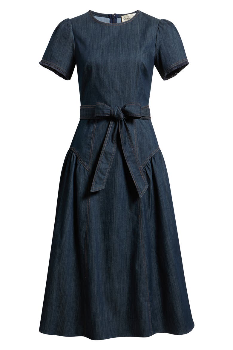 Fit & Flare Denim Midi Dress