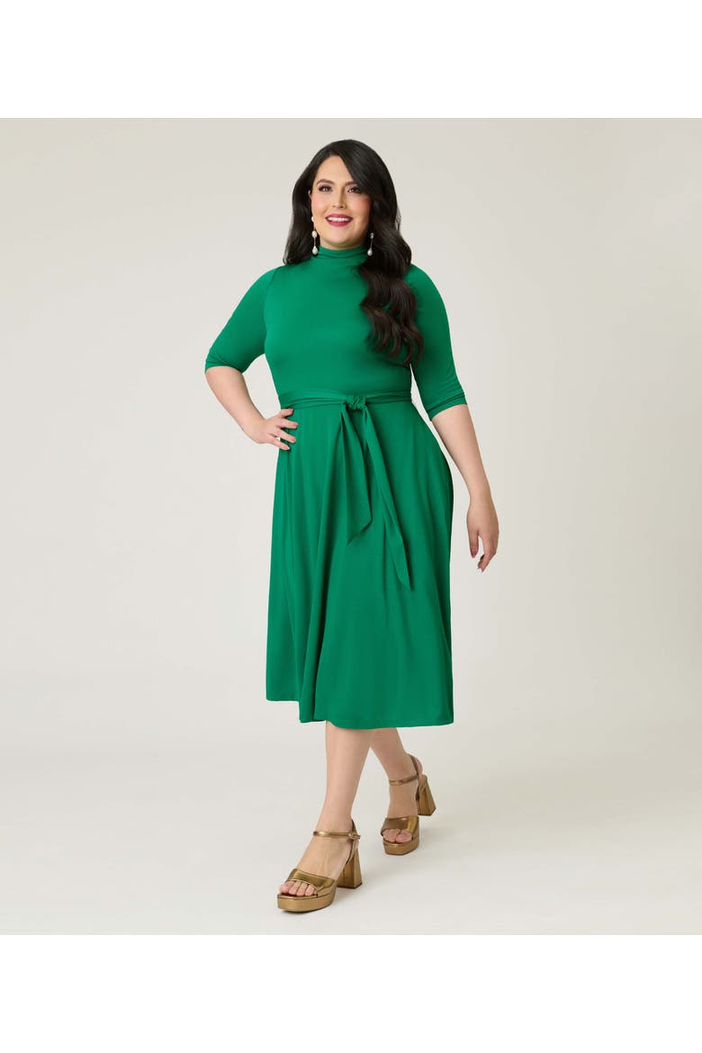 Plus Size 1950s Turtleneck Midi Dress