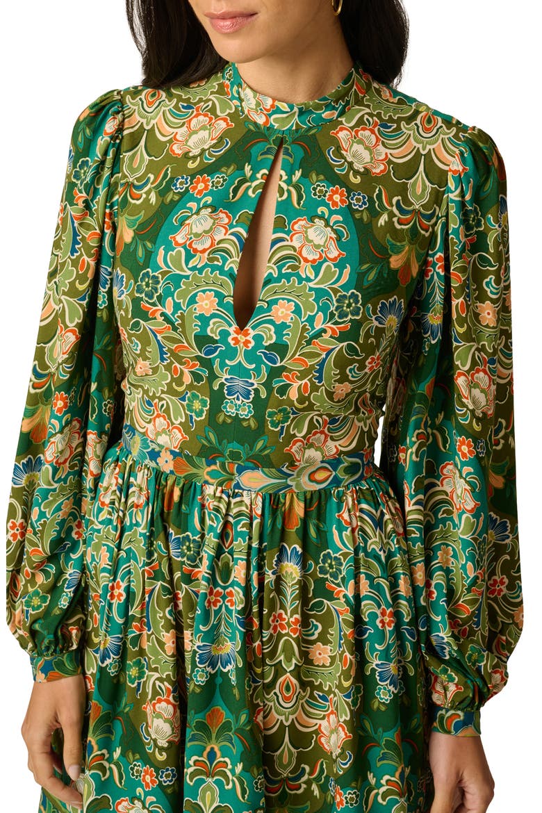 Print Mock Neck Long Sleeve Minidress