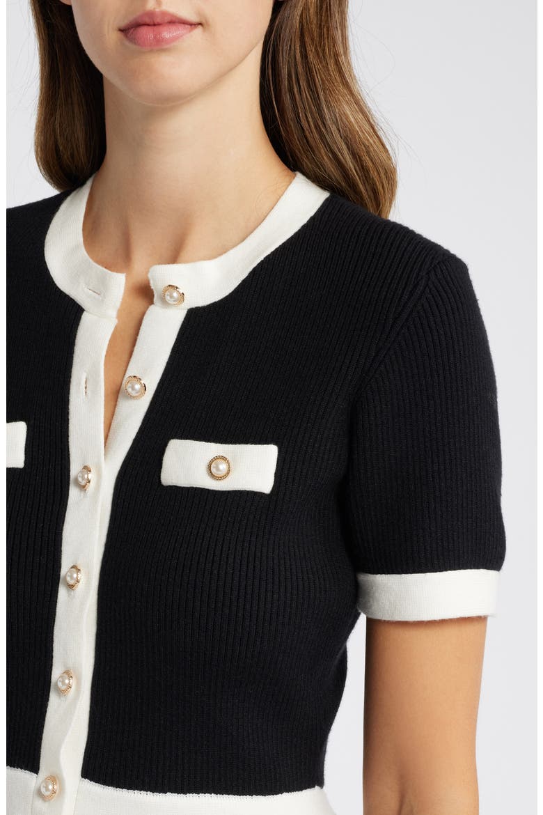 Contrast Button Rib Minidress