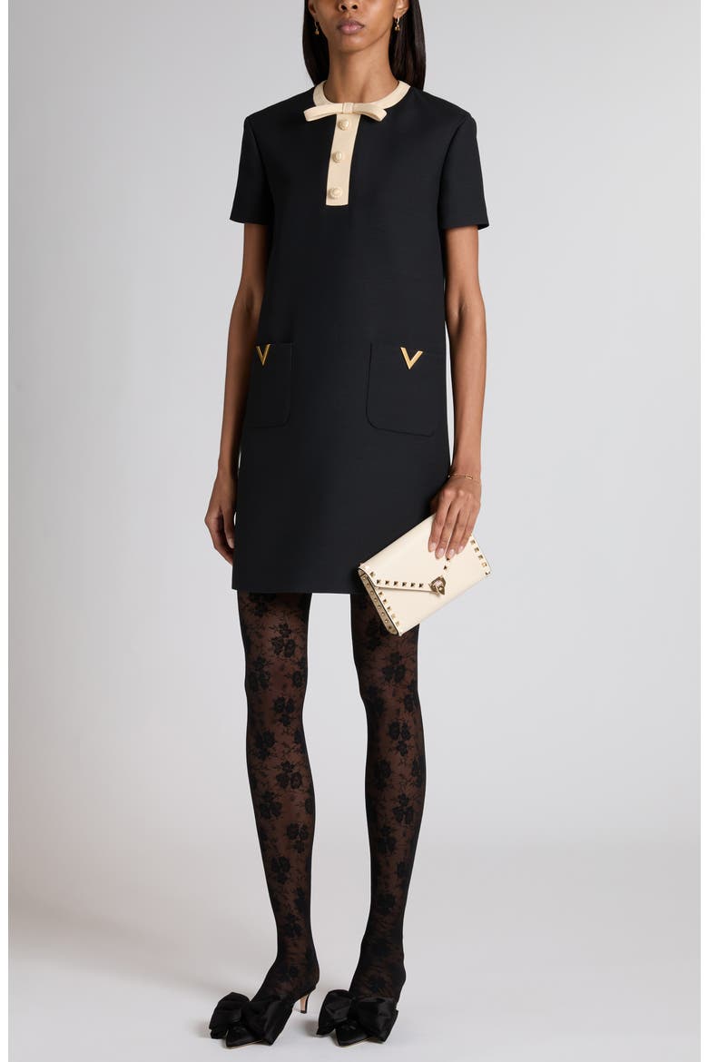 V-Detail Crepe Couture Minidress