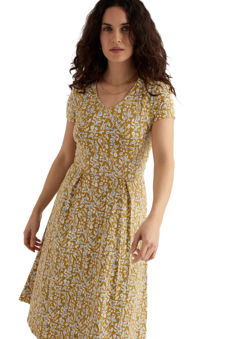 Pier View Print Flare Stretch Organic Cotton Dress