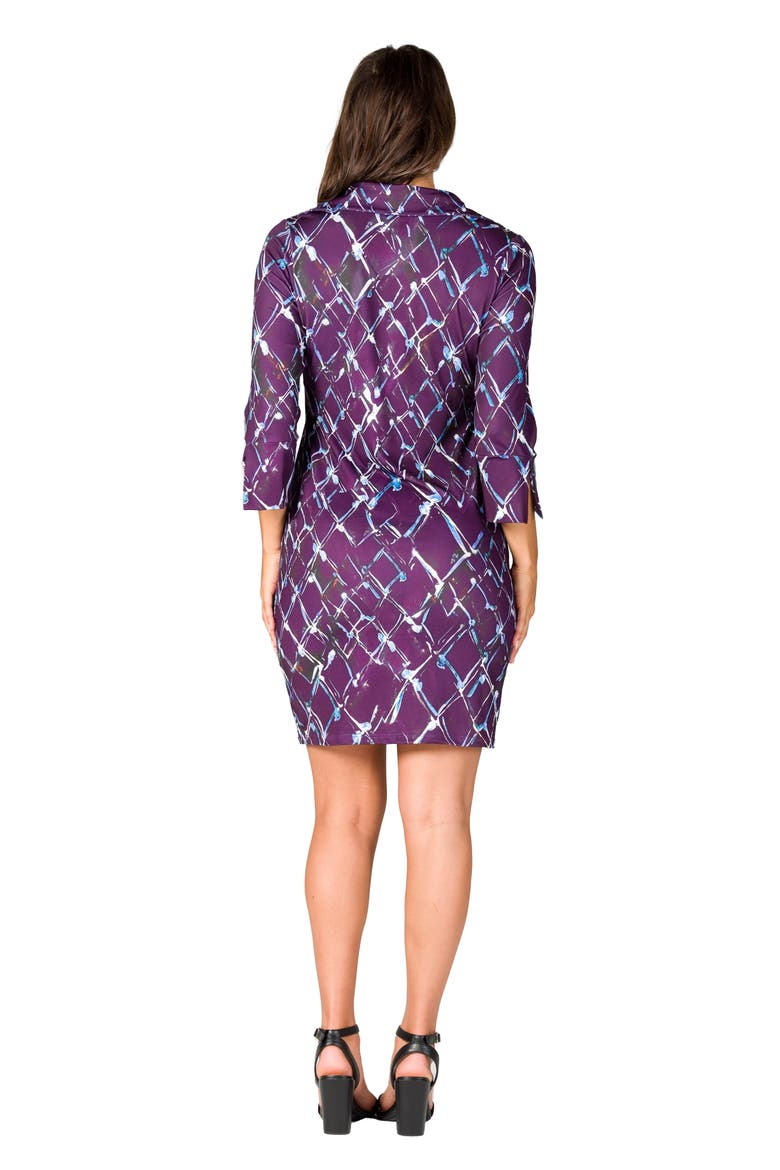 Geometric Print Three Quarter Sleeve Mini Dress