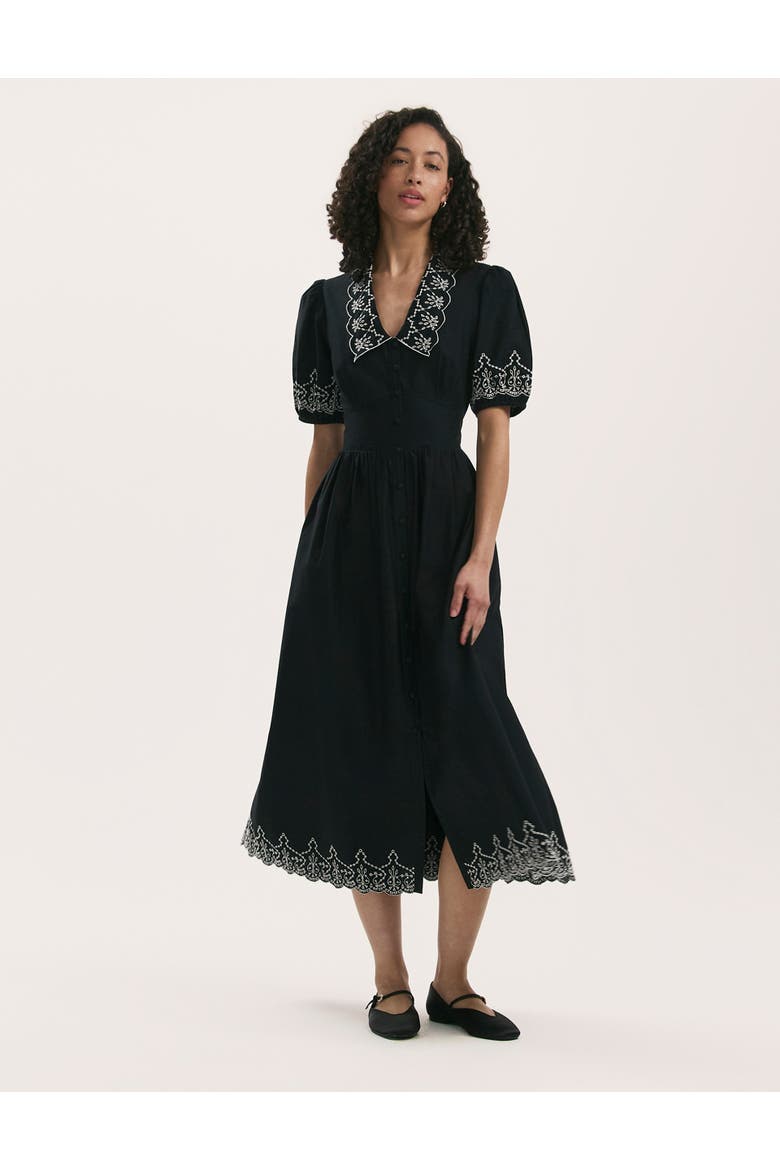 Arianna Embroidered Cotton Midi Dress