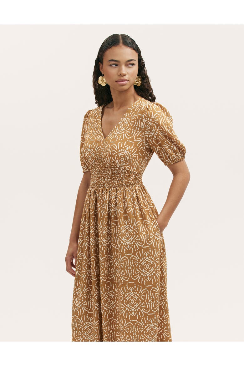 Kiara Printed V-Neck Midi Dress