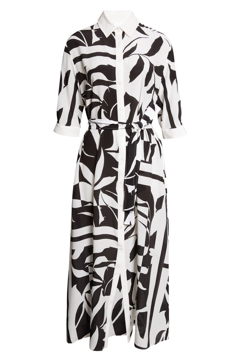 Changio Beachwear Floral Silk Midi Shirtdress
