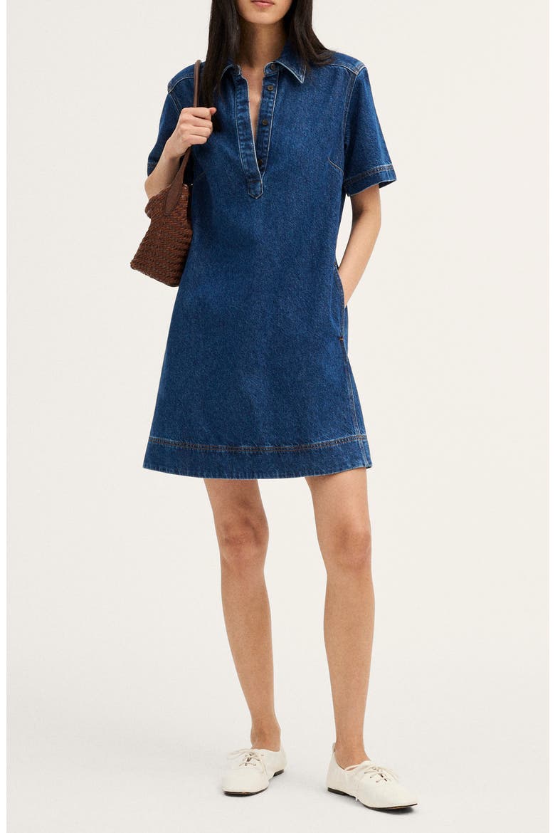 Airy Denim Polo Minidress