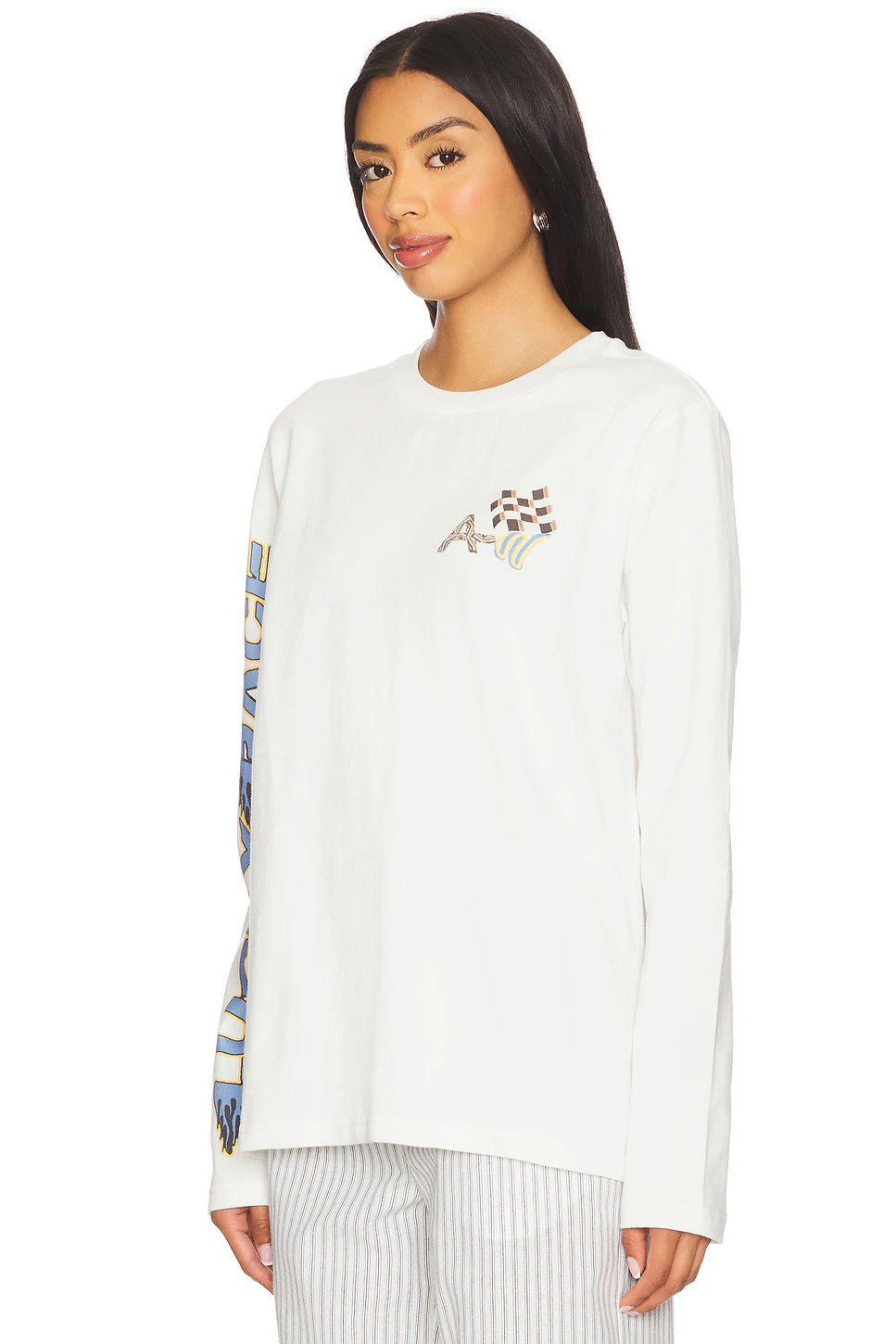 Alemais Lucky Pace Long Sleeve Logo Tee in Cream - Image 3