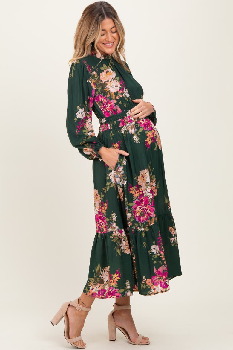 Floral Long Sleeve Midi Dress