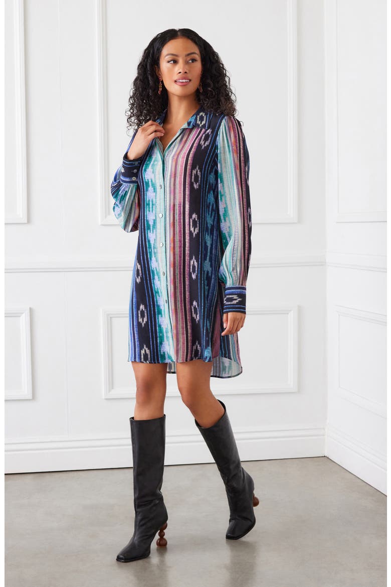 Printed Long Sleeve Shirtdress