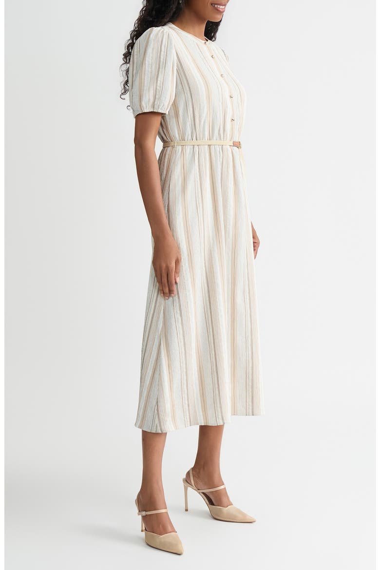 Stripe Short Sleeve Belted Shirtdress