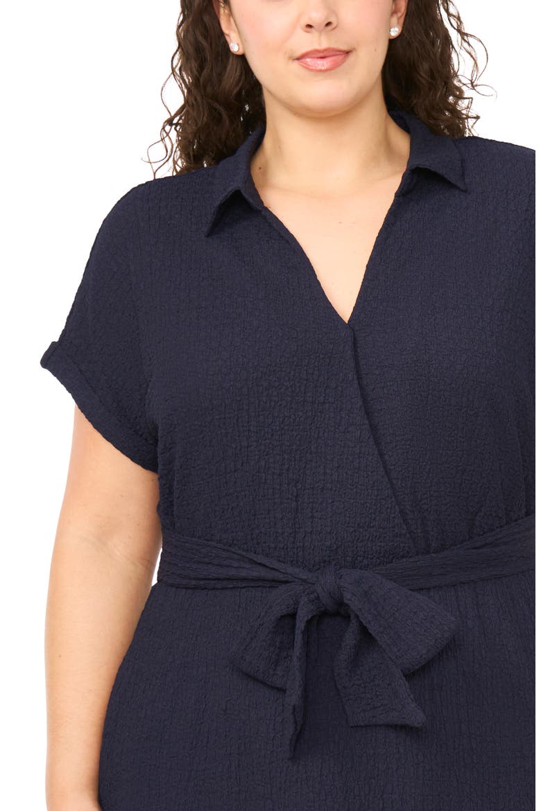 Tie Belt Textured Midi Dress