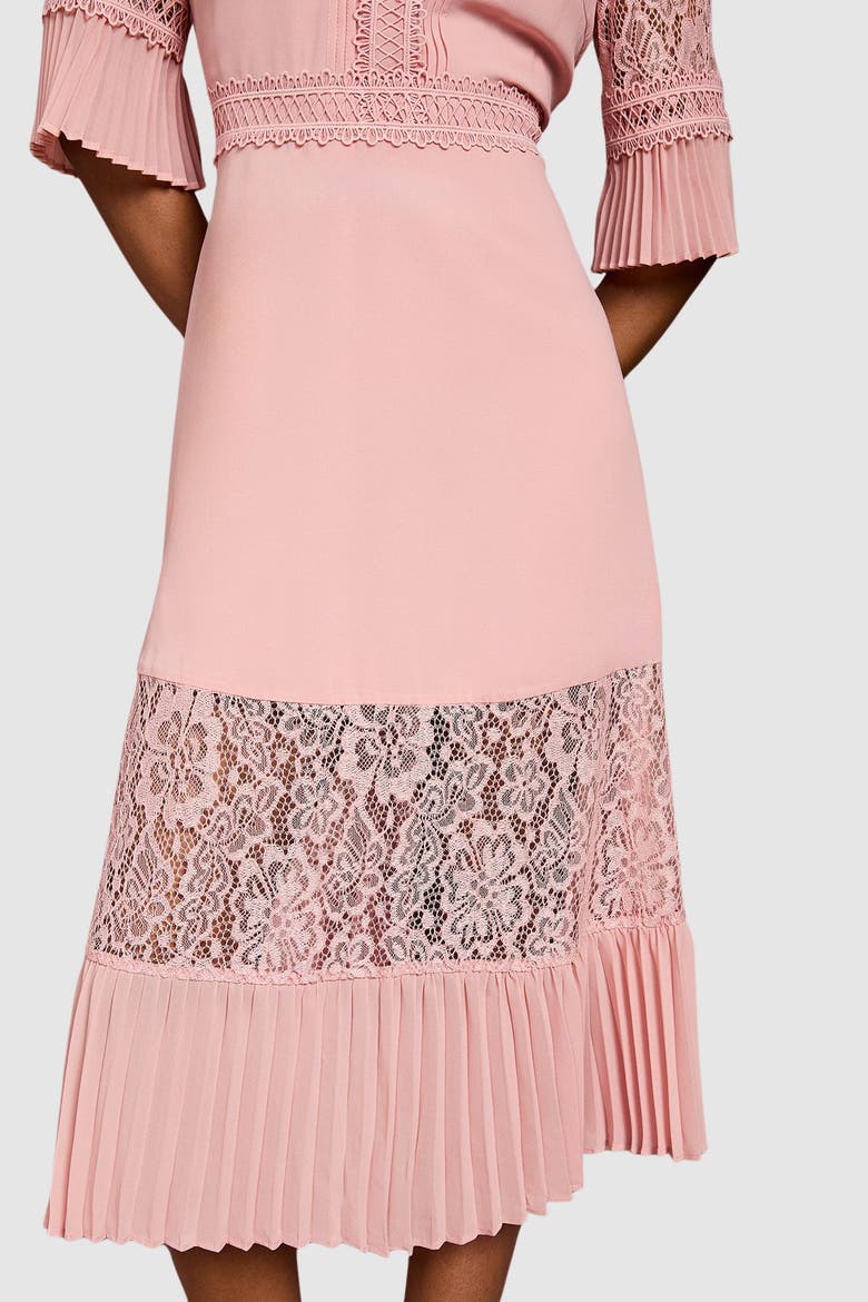 Lace Insert Midi Dress