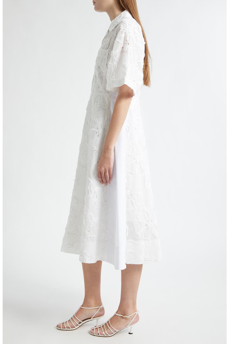 Floral Appliqué Midi Shirtdress
