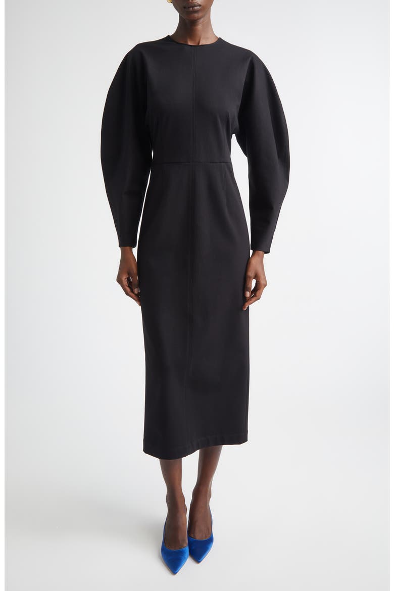 Arc Sleeve Midi Dress