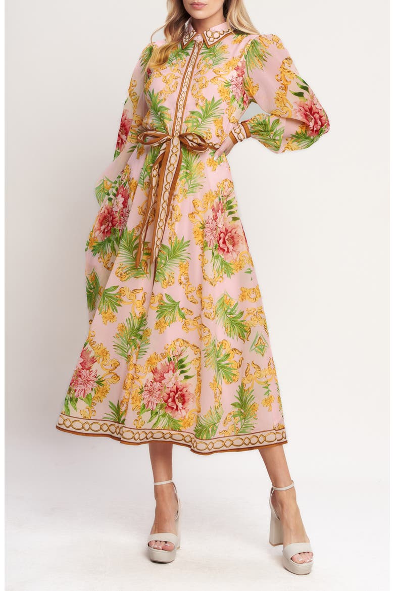 Print Long Sleeve Maxi Shirtdress