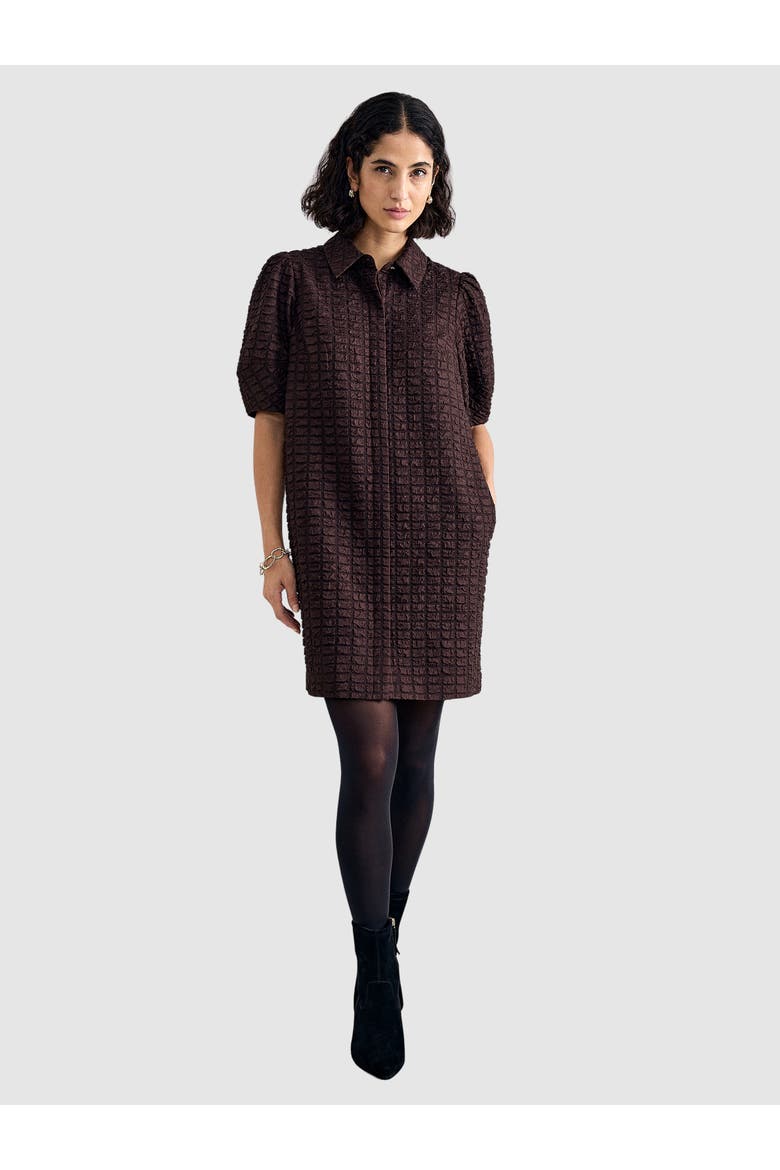 Yasmine Textured Mini Shirt Dress