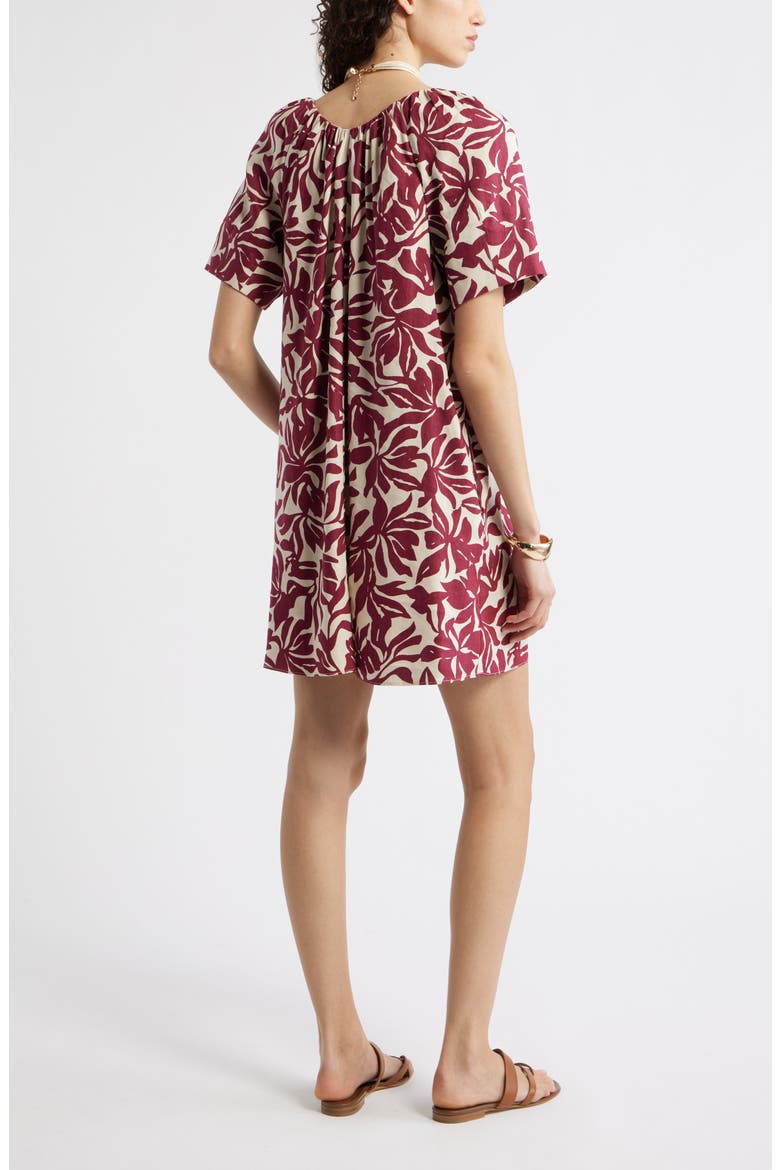 Shirred Linen Blend Minidress