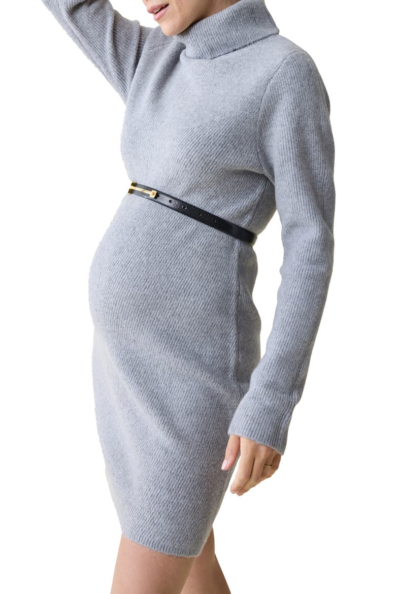 Maternity Turtleneck Long Sleeve Sweater Dress