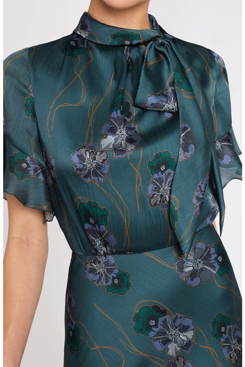 Sabrina Short Sleeve Tie Neck Midi Dress