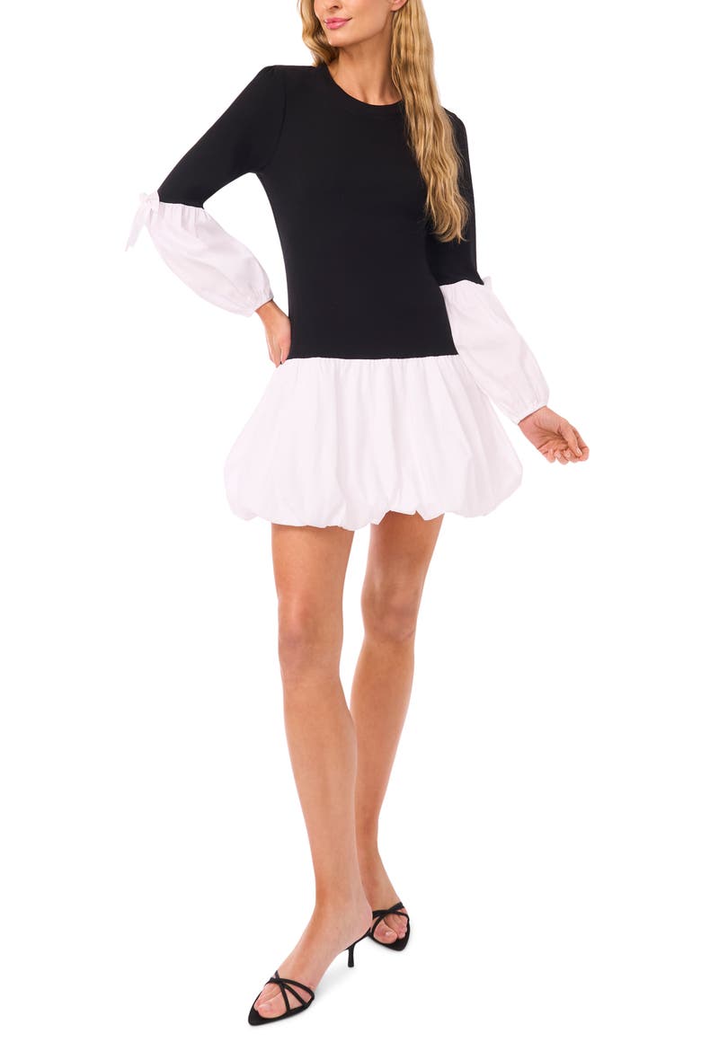 Mixed Media Long Sleeve Minidress