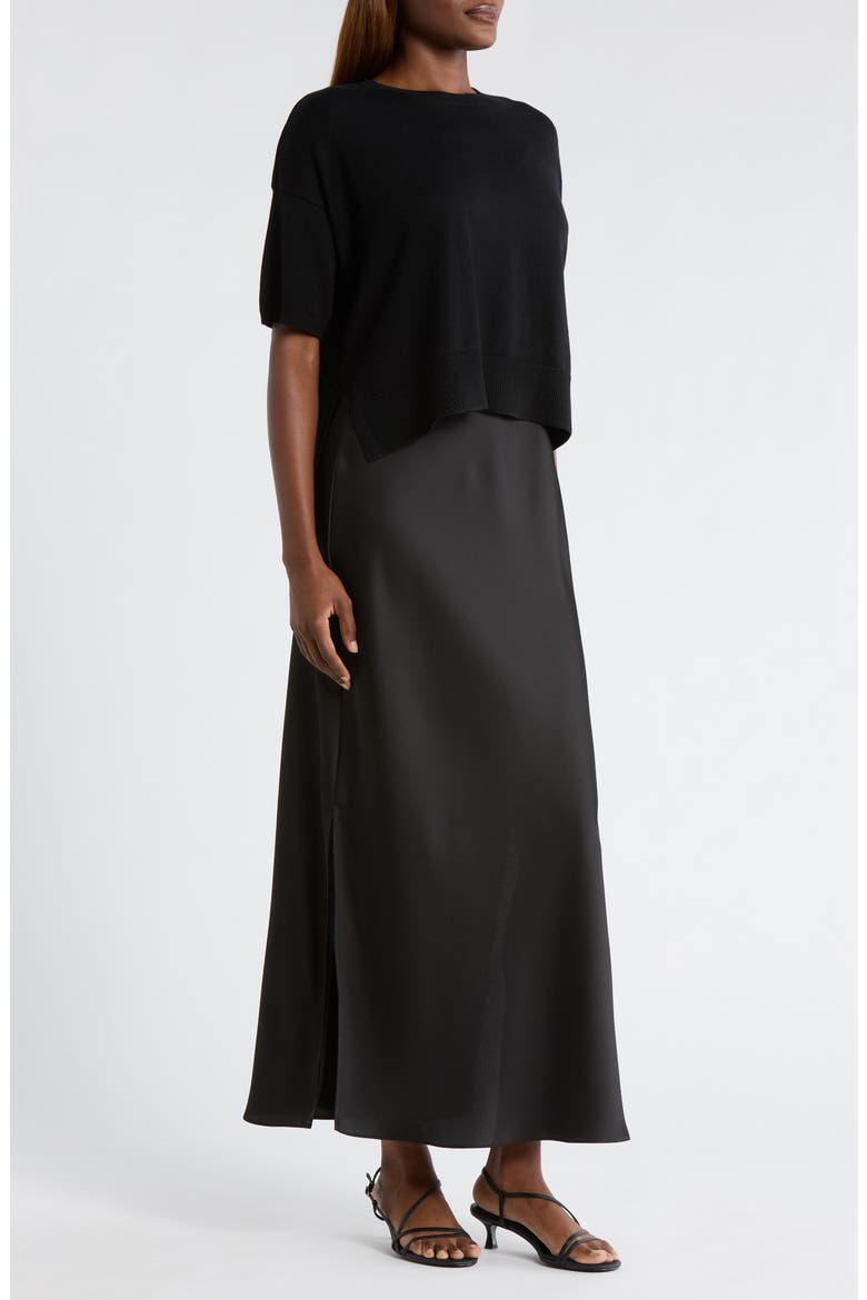 Dolman Sleeve Mixed Media Maxi Dress