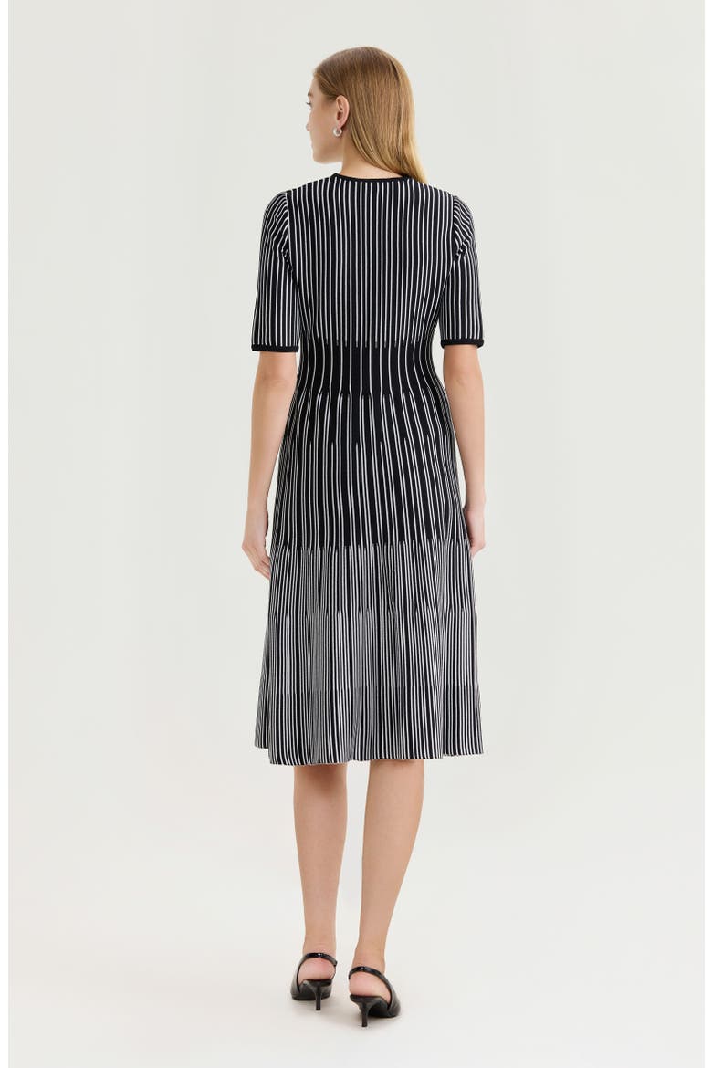 Fit-N-Flare Linear Soft Knit Midi Dress