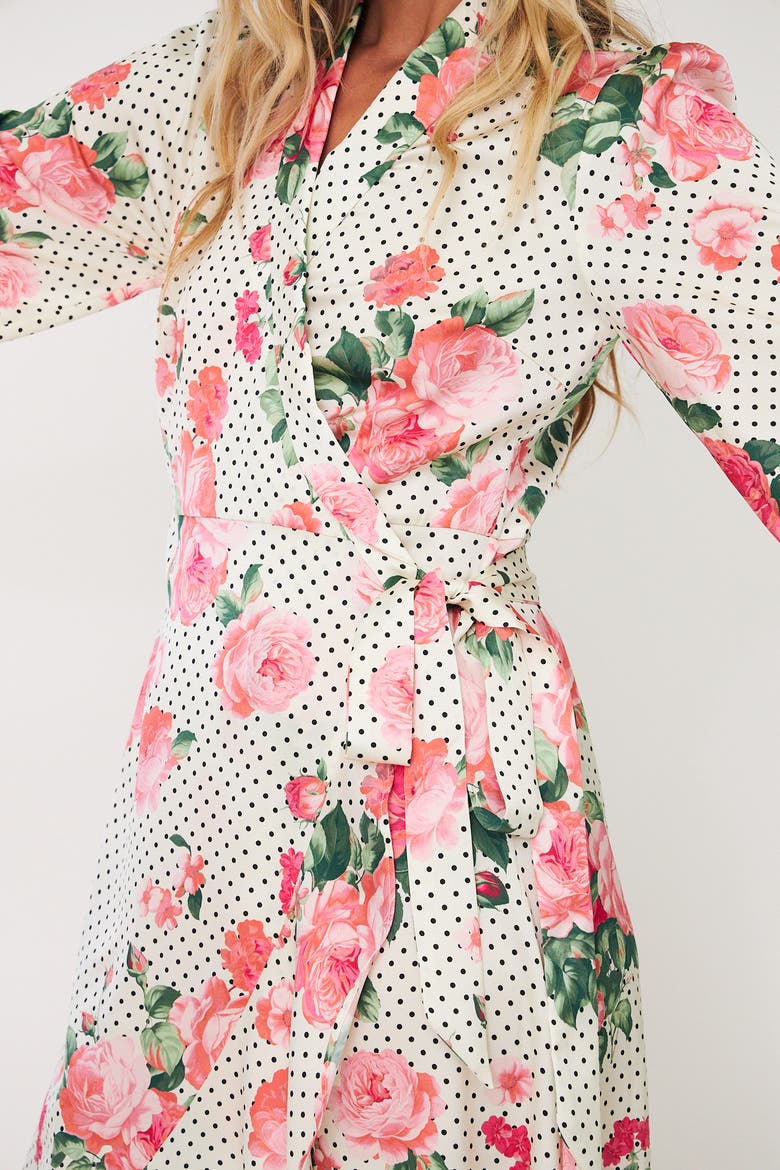 Laracras Floral Polka Dot Wrap Dress