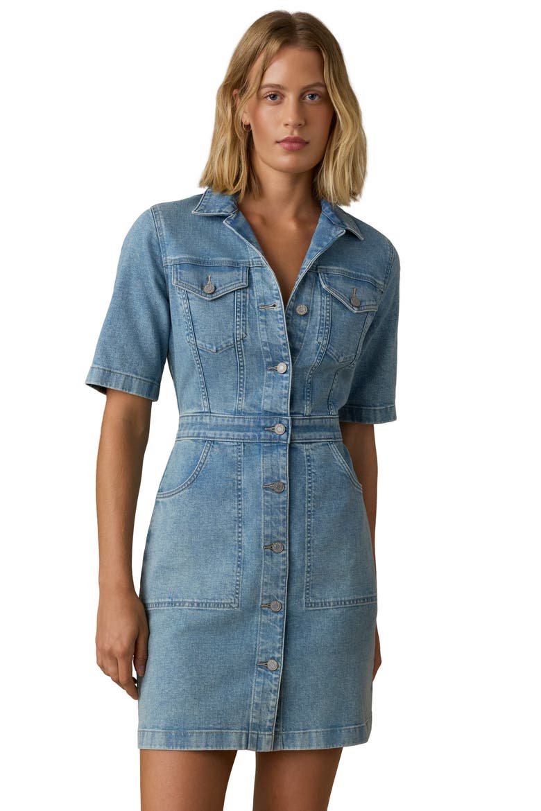 Michelle Organic Cotton & Linen Blend Denim Shirtdress