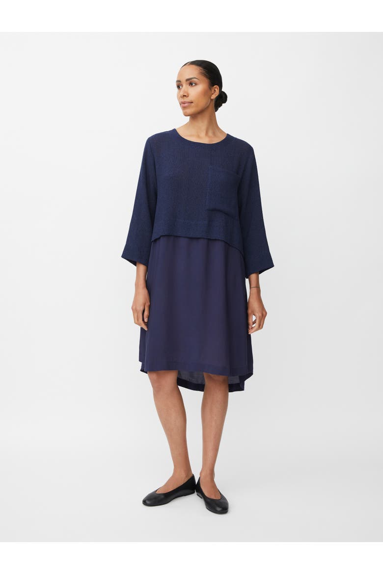MaNonah 3/4 Sleeve Layered Midi Dress