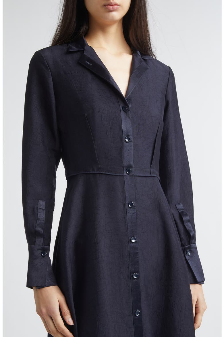 Long Sleeve Washed Twill Midi Shirtdress