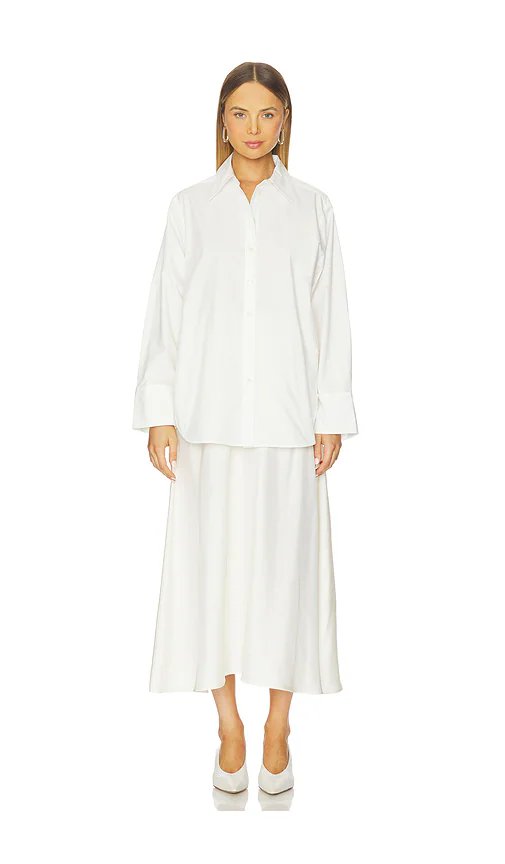Rohe Poplin Silk Combined Gilet Dress in Optic White - Image 2