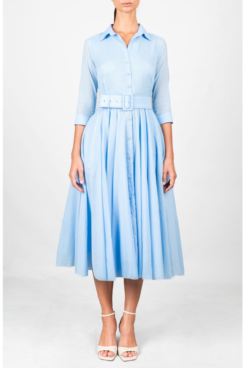 Blue Belted Midi Shirtdress