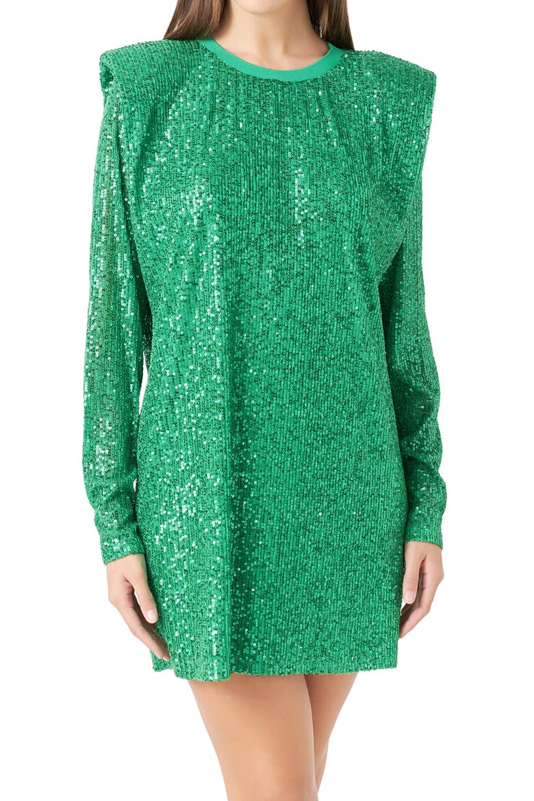 Sequin Long Sleeve Shift Minidress