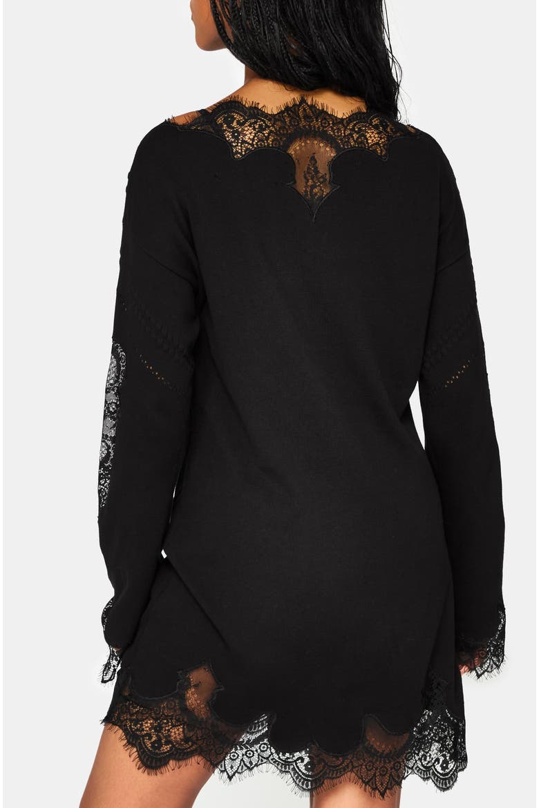 Stormwoken Lace Trim Knit Mini Dress