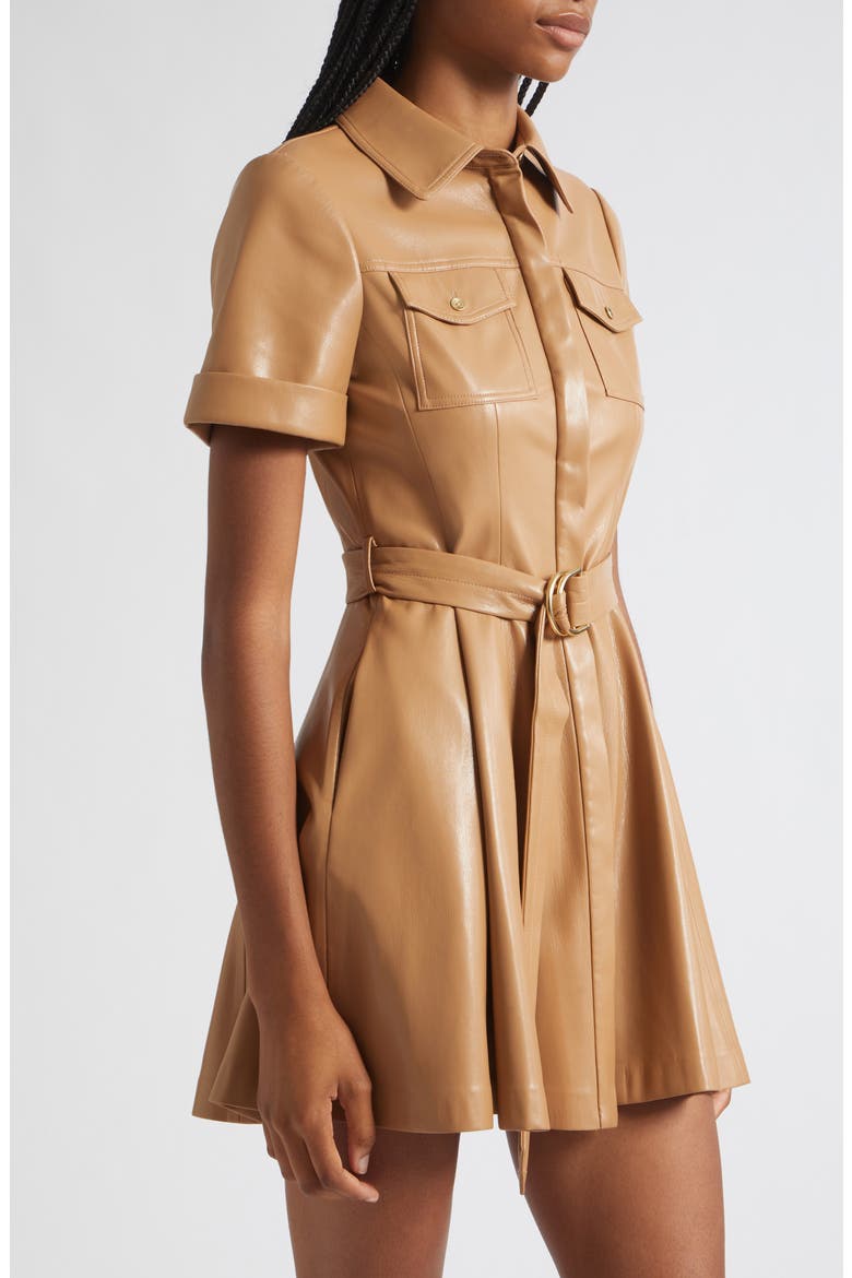 Lucy Faux Leather Mini Shirtdress