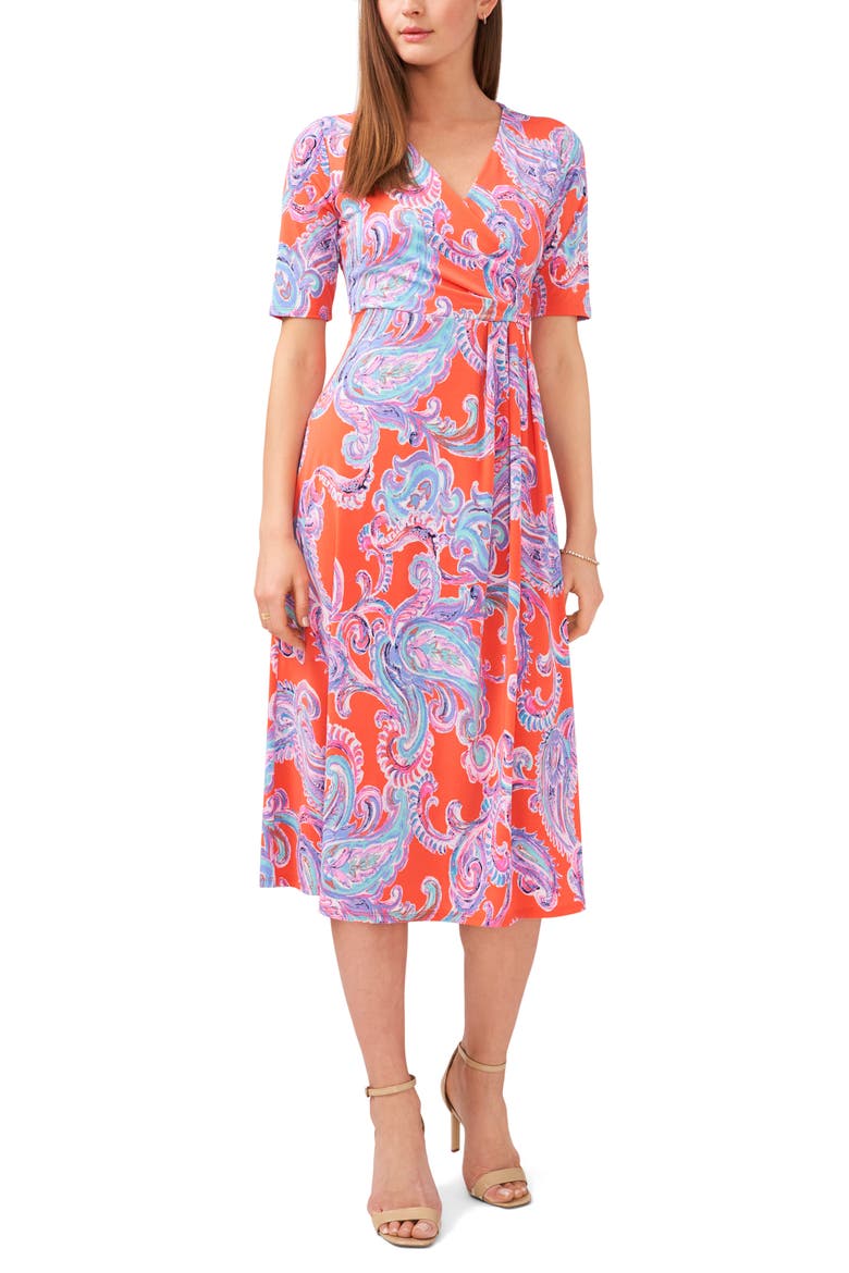 Faux Wrap Midi Dress