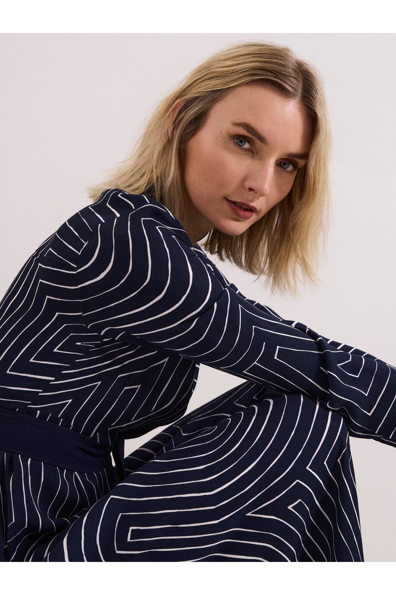 Charlotte Long-Sleeve Belted Midi Dress