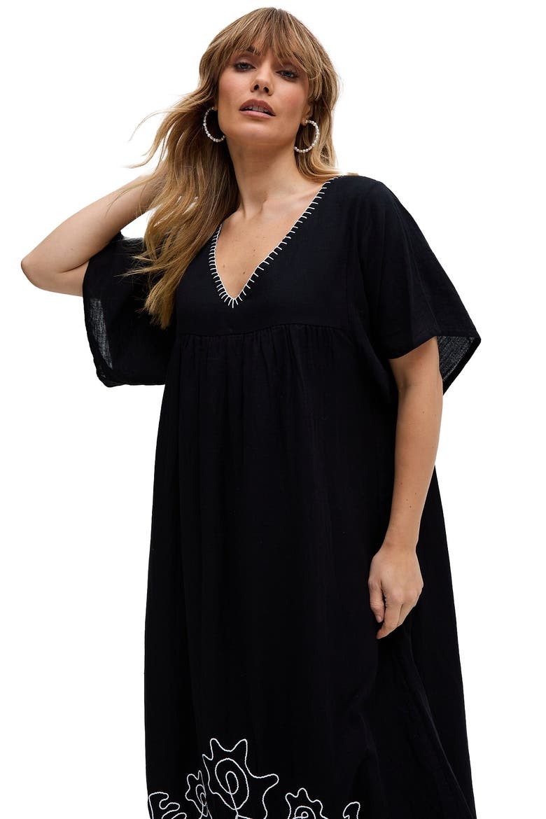 Candy Tabard Embroidered Hem Midi Dress