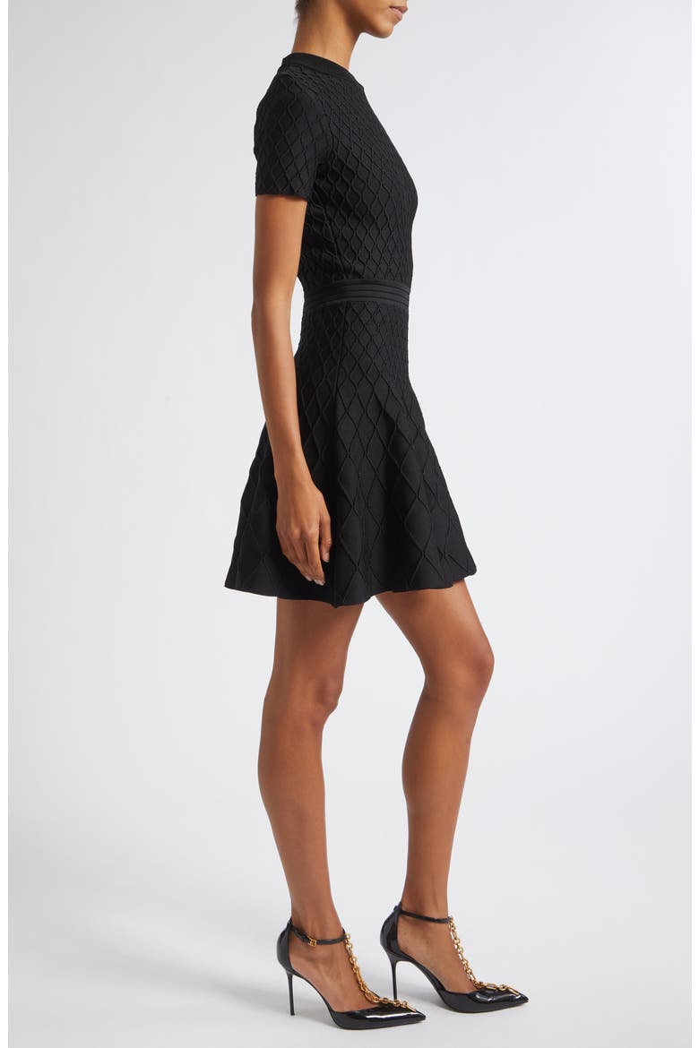 Diamond Jacquard Fit & Flare Mini Sweater Dress