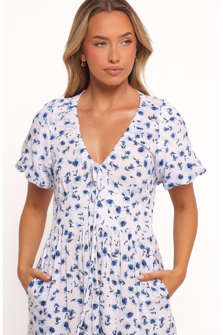 Roberts Floral Puff Sleeve Cotton Midi Dress