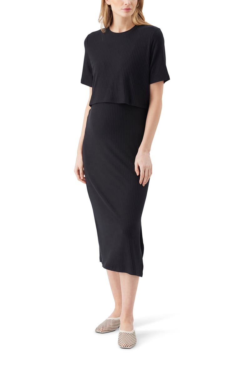 Ivy Rib Nursing Dress Black
