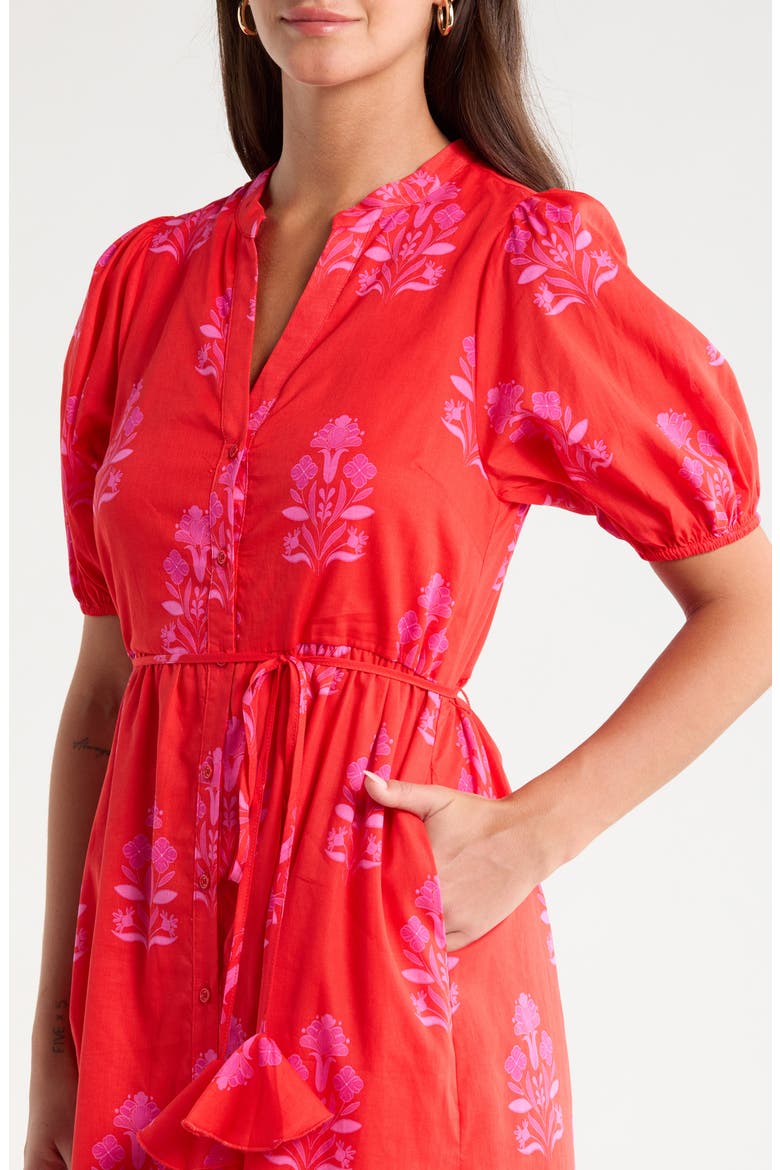Floral Beth Button-Up Cotton Midi Dress