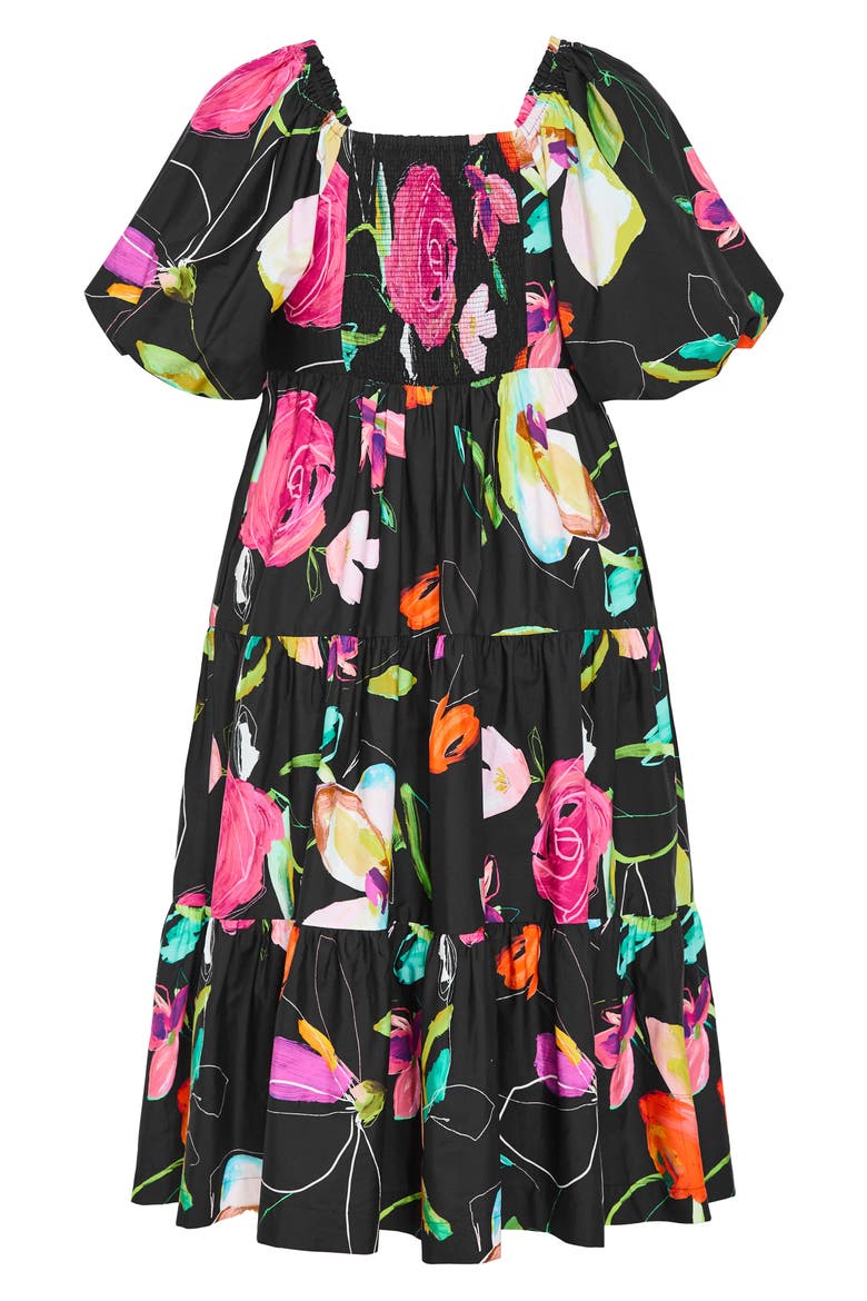 Fantasy Floral Cotton Midi Dress